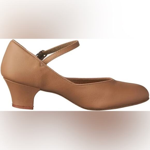 Capezio 459 Jr. Footlight Suede Sole Caramel Tan Character Dance Shoes Girl's 4M - Picture 4 of 7